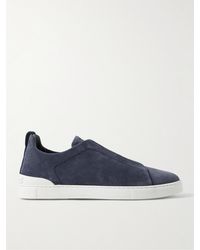 Zegna - Sneakers slip-on in camoscio Triple StitchTM - Lyst