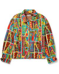 Bode - New England Mosaic Printed Textured-cotton Shirt Jacket - Lyst