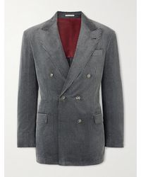 Brunello Cucinelli - Slim-Fit Double-Breasted Cotton-Corduroy Suit Jacket - Lyst