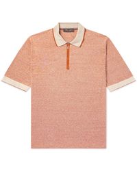 Loro Piana - Slim-fit Striped Silk And Linen-blend Polo Shirt - Lyst
