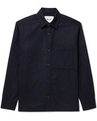 NN07 - Freddy 1630 Pinstriped Recycled-wool-blend Overshirt - Lyst
