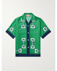 Gucci - Camp-collar Printed Silk-satin Shirt - Lyst