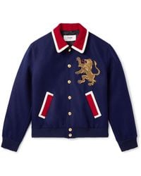 Celine - Teddy Embellished Wool-Flannel Bomber Jacket - Lyst