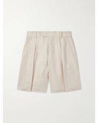 Loro Piana - Reinga Wide-Leg Pleated Linen-Twill Bermuda Shorts - Lyst