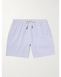 Hartford - Slim-Fit Mid-Length Striped Seersucker Swim Shorts - Lyst