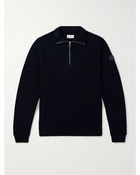 Moncler - Logo-appliquéd Cotton And Cashmere-blend Half-zip Cardigan - Lyst