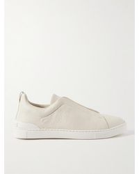 Zegna - Triple Stitchtm Full-grain Leather Slip-on Sneakers - Lyst