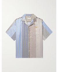 4SDESIGNS - Convertible-collar Logo-appliquéd Striped Silk-faille Shirt - Lyst