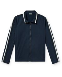 Hanro - Yves Webbing-trimmed Double-faced Cotton-blend Jersey Track Jacket - Lyst