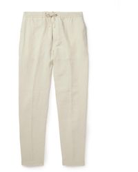 Canali - Straight-Leg Linen Drawstring Trousers - Lyst