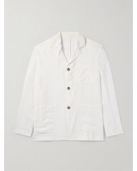 Altea - Cleto Camp-collar Linen Shirt Jacket - Lyst