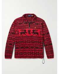 Polo Ralph Lauren - Printed Embroidered Recycled-fleece Half-zip Sweatshirt - Lyst