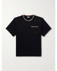 Burberry - Logo-Embroidered Checked Cotton-Jersey T-Shirt - Lyst