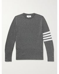 Thom Browne - Slim-Fit Striped Grosgrain-Trimmed Cashmere Sweater - Lyst
