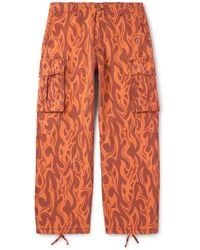 ERL - Straight-leg Distressed Printed Cotton-canvas Cargo Trousers - Lyst