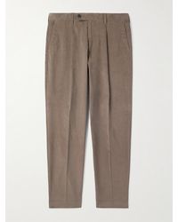 Paul Smith - Tapered Pleated Cotton-Corduroy Trousers - Lyst