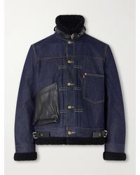 Sacai - Levi's Plush And Leather-Trimmed Denim Jacket - Lyst