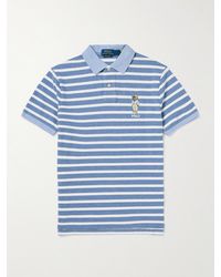 Polo Ralph Lauren - Polo slim-fit in cotone piqué a righe con logo ricamato - Lyst
