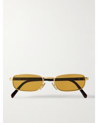 Prada - Goldfarbene Sonnenbrille mit rechteckigem Rahmen und Details aus Azetat in Schildpattoptik - Lyst
