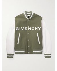 Givenchy - Giacca college in pelle e misto lana con logo applicato - Lyst