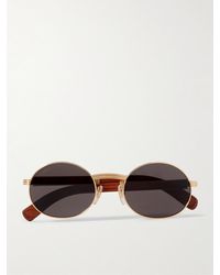 Cartier - Première goldfarbene Sonnenbrille mit rundem Rahmen und Holzbügeln - Lyst