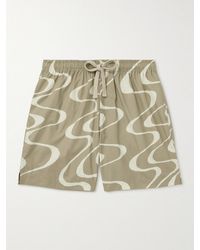 FRAME - Straight-Leg Printed Organic Cotton Drawstring Shorts - Lyst