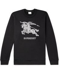 Burberry - Logo-embroidered Cotton-jersey Sweatshirt - Lyst