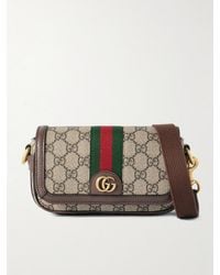 Gucci - Ophidia Mini Leather-Trimmed Monogrammed Coated-Canvas Messenger Bag - Lyst