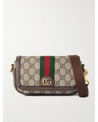 Gucci - Ophidia Mini Leather-trimmed Monogrammed Coated-canvas Messenger Bag - Lyst