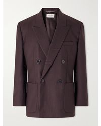 Saint Laurent - Double-Breasted Pinstriped Wool-Blend Suit Jacket - Lyst