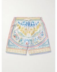 CASABLANCA - Crayon Vase Straight-Leg Printed Silk-Twill Drawstring Shorts - Lyst