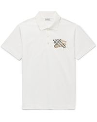 Burberry - Logo-embroidered Appliquéd Cotton-piqué Polo Shirt - Lyst