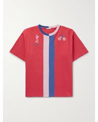 Bode - T-Shirt aus Baumwoll-Jersey mit Stickereien und Streifen - Lyst