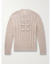 Givenchy - Logo-jacquard Cable-knit Cotton-blend Sweater - Lyst