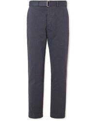 Officine Generale - Straight-leg Belted Cotton-twill Trousers - Lyst