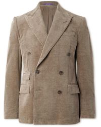 Ralph Lauren Purple Label - Kent Slim-fit Double-breasted Cotton And Cashmere-blend Corduroy Suit Jacket - Lyst