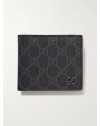 Gucci - GG Supreme Monogrammed Coated-canvas And Pebble-grain Leather Billfold Wallet - Lyst