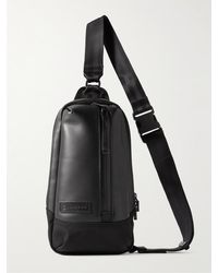 master-piece - Slick Logo-appliquéd Leather And Cordura® Barastec Nylon Sling Backpack - Lyst