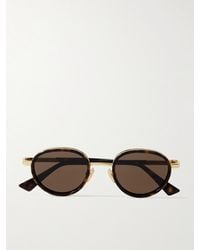 Bottega Veneta - Panthos Round-Frame Tortoiseshell Recycled-Acetate And-Tone Sunglasses - Lyst