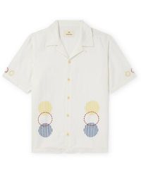 Folk - Damien Poulain Convertible-collar Embroidered Linen And Cotton-blend Shirt - Lyst