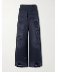 Acne Studios - Straight-leg Distressed Cotton Trousers - Lyst