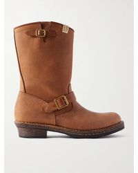 Visvim - T.w.o. Folk Distressed Buckled Textured-leather Boots - Lyst