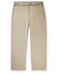 AURALEE - Finx Straight-leg Belted Cotton And Silk-blend Twill Trousers - Lyst