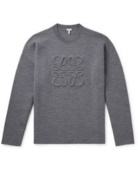 Loewe - Logo-embroidered Wool-blend Sweater - Lyst