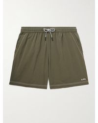 A.P.C. - Straight-leg Long-length Logo-embroidered Swim Shorts - Lyst
