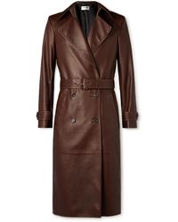 Saint Laurent - Double-breasted Leather Trench Coat - Lyst