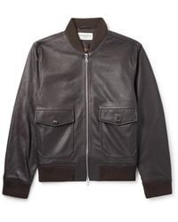 Officine Generale - Carlo Leather Bomber Jacket - Lyst