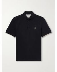 Brunello Cucinelli - Logo-Print Cotton-Piqué Polo Shirt - Lyst