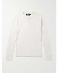 RRL - Slim-fit Waffle-knit Cotton Henley T-shirt - Lyst