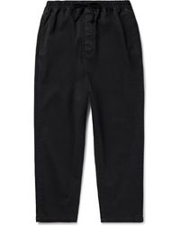 Nili Lotan - Walker Tapered Cropped Brushed Cotton-Blend Twill Drawstring Trousers - Lyst
